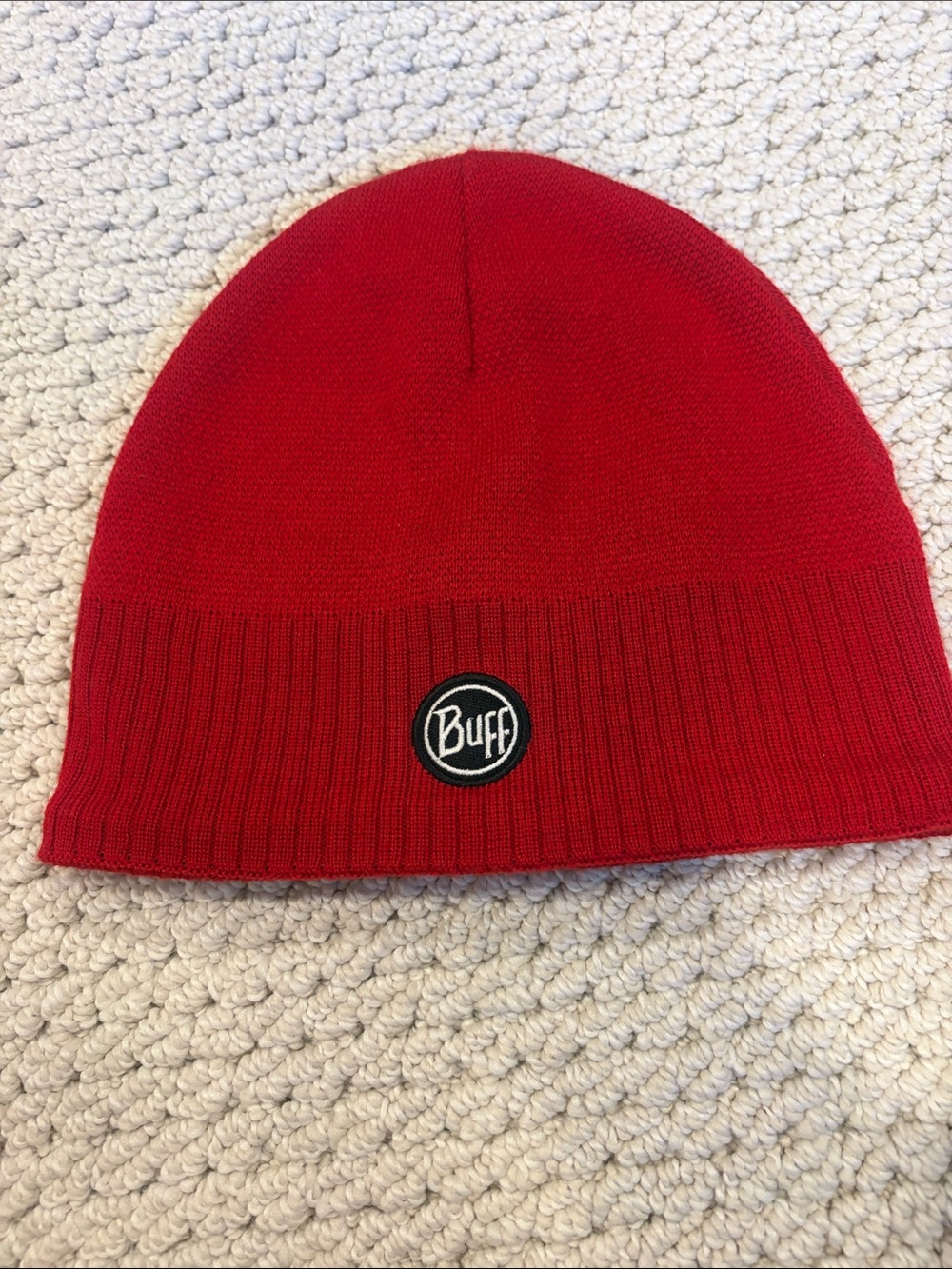 Buff Red Knit Cuffed Beanie Hat